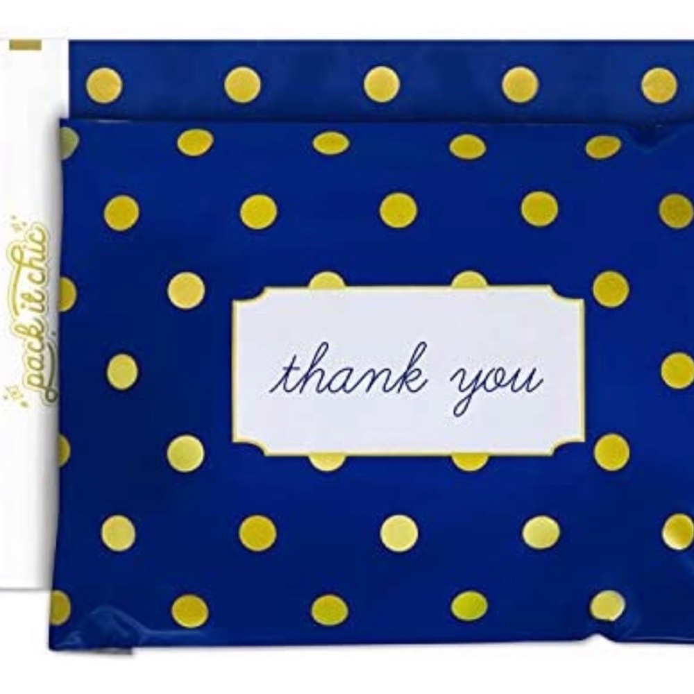 Navy Blue Poly Mailers Polka Dots Thank You